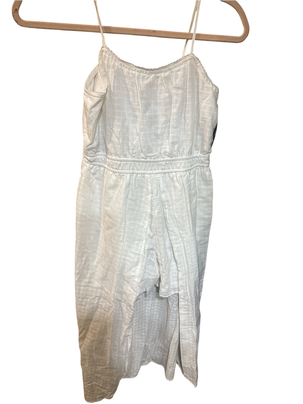 Women White Cotton Spaghetti-Strap One-Piece